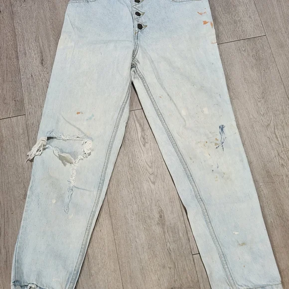 Light Blue Denim Jeans with Logo Patch